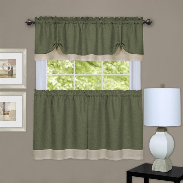 Eyecatcher 58 x 36 in. Darcy Window Curtain Tier & Valance Set - Green & Camel EY2511810